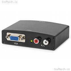NEDIS převodník VGA na HDMI, 2x RCA, černý