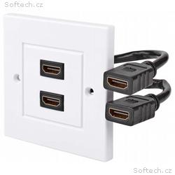 NEDIS nástěnný Box HDMI, 2x HDMI zásuvka, 4K@60Hz,
