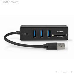 NEDIS USB hub, zástrčka USB-A zástrčka, 3x zásuvka