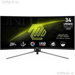 MSI MAG, 345CQR, 34", VA, wQHD, 180Hz, 1ms, Černá,