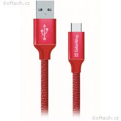 Colorway Datový Kabel Usb, USB-C, 1m, 2.1A, Červen