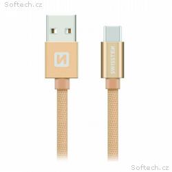 Swissten Datový Kabel Textile Usb, Usb-C 1,2 M Zla