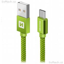 Swissten Datový Kabel Textile Usb, Usb-C 1,2 M Zel