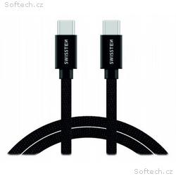 Swissten datový kabel USB-C, USB-C s textilním opl