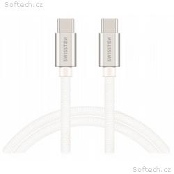 Swissten datový kabel USB-C, USB-C s textilním opl