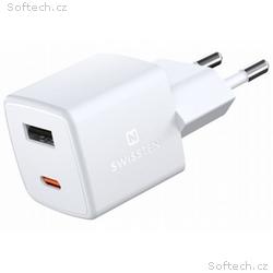 Swissten Síťový Adaptér GaN 1x USB-C + 1xUSB 30W P