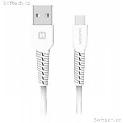 Swissten TPU nabíjecí kabel USB, USB-C 1,0 M BÍLÝ
