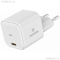 Swissten Síťový Adaptér GaN 1x USB-C 45W PD Bilý