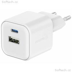 SWISSTEN SÍŤOVÝ ADAPTÉR GaN 1x USB-C 20W PD A 1x U