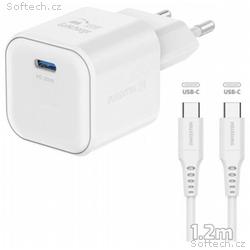 SWISSTEN SÍŤOVÝ ADAPTÉR GaN 1x USB-C 20W POWER DEL