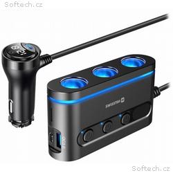 Swissten autoadaptér s výstupem 3x cl, 2x ucb-c pd