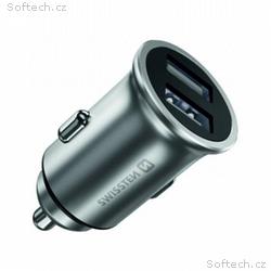 SWISSTEN CL ADAPTÉR 2x USB 4,8A METAL STŘÍBRNÝ