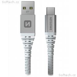 Swissten datový kabel kevlar usb, usb-c 1,5 m bílý