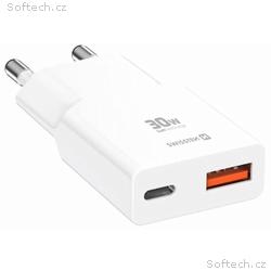 Swissten tenký síťový adaptér GaN USB-C + USB-A 30