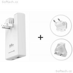 Swissten cestovní adaptér GaN USB-C + USB-A 45w vý
