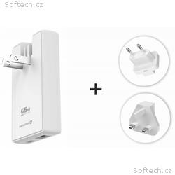 Swissten cestovní adaptér GaN USB-C + USB-A 65w vý