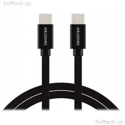 Swissten Datový Kabel Textile USB-C, USB-C 3m Čern