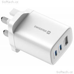 Swissten Síťový Adaptér Edge GaN 2x USB-C PD 65W +