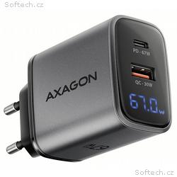 AXAGON nabíječka do sítě 67W s LCD, ACU-PQ67D, 1x 