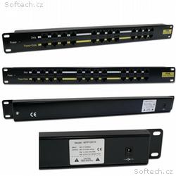POE Patch panel, UTP cat.5e 12p, 1U, Black (proved