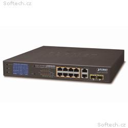 PLANET FGSD-1022VHP PoE switch, 8x100, 2x1000-TP, 