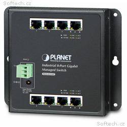 Planet WGS-4215-8T plochý L4 switch, 8x1Gb, 12-48V