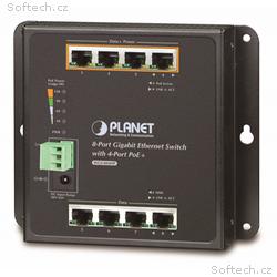 Planet průmyslový plochý switch 8x 1Gb, 4xPoE 30, 