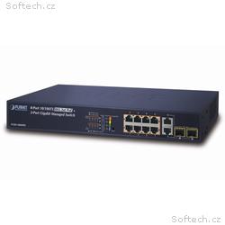 Planet FGSD-1008HPS L2 switch, 8x100Mb, 2x1Gb SFP,