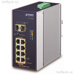 Planet IGS-1020PTF-12V Průmyslový L2 PoE switch, 8