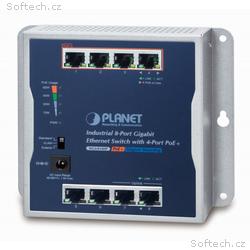 PLANET průmyslový plochý switch 8x 1Gb, 4x PoE 30,