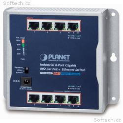 Planet průmyslový plochý switch 8x 1Gb, 8x PoE 30,