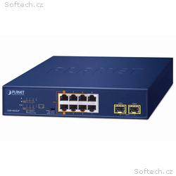 Planet PoE switch 8x1Gb + 2xSFP 1Gb, PoE 180W, 2x 