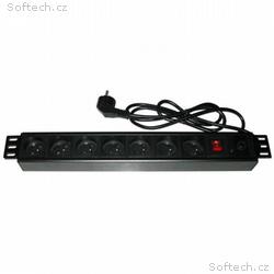 XtendLan 19" rozvodný panel 7x 230V, ČSN, vypínač,