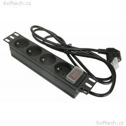 XtendLan 10" rozvodný panel 4x 230V, ČSN, vypínač,