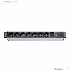 XtendLan 19" rozvodný panel 7x 230V, ČSN, vypínač,