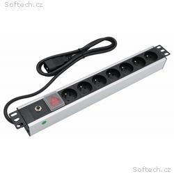 XtendLan 19" rozvodný panel 7x 230V, ČSN, s proudo