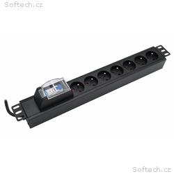 XtendLan 19" rozvodný panel 7x 230V, ČSN, s nadpro