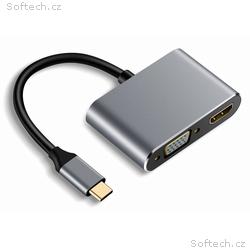 XtendLan Konvertor USB C na HDMI (F) 4k a VGA (F) 
