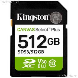 KINGSTON Canvas Select Plus Gen3 512GB SDXC, C10, 