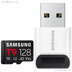 SAMSUNG T9 microSDXC 128GB + USB Adaptér, CL10 UHS