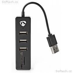 NEDIS USB hub, zástrčka USB-A, zásuvka USB-A, 3 po