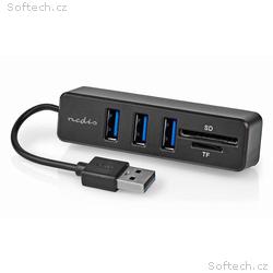 NEDIS USB hub, zástrčka USB-A, zásuvka USB-A, 3 po