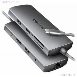 AXAGON HMC-8HLSA, USB 5Gbps hub, 3x USB-A, HDMI 4k