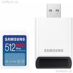 SAMSUNG PRO Plus SDXC 512GB + USB Adaptér, CL10 UH