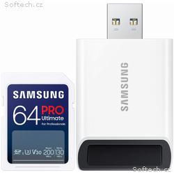 SAMSUNG PRO Ultimate SDXC 64GB + USB Adaptér, CL10