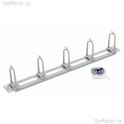 19" vyvaz.panel 1U, 6xháček velký,oválné otv.,šedý