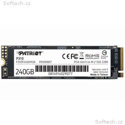 PATRIOT P310 240GB SSD, Interní, M.2 PCIe Gen3 x4 