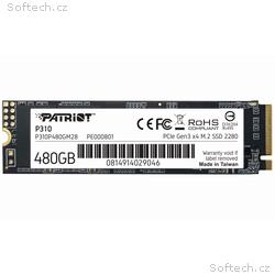 PATRIOT P310 480GB SSD, Interní, M.2 PCIe Gen3 x4 