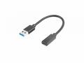 LANBERG kabel USB-C (F) 3.1 na USB-A (M) 15cm, čer