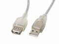 LANBERG USB-A M, F 2.0 kabel 5m, transparentní
